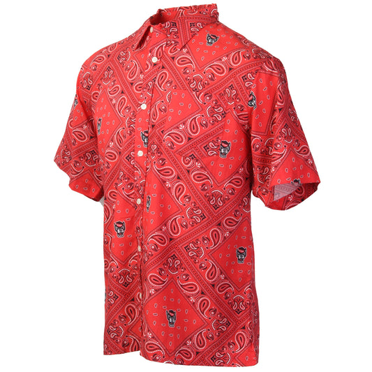 North Carolina State Wolfpack Wes and Willy Mens College Paisley Button Up Shirt