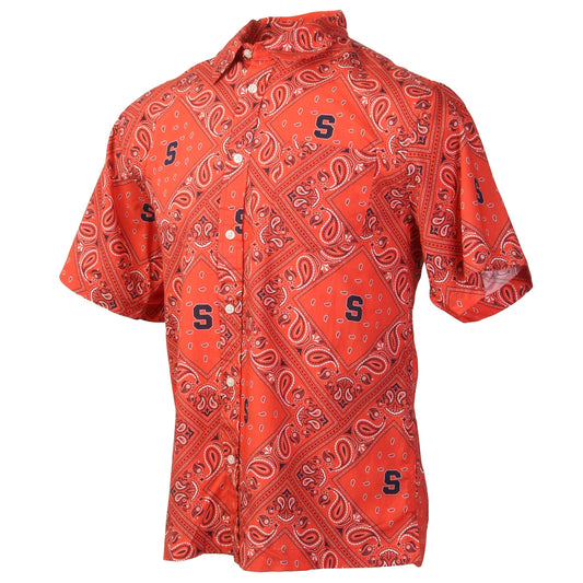 Syracuse Orange Wes and Willy Mens College Paisley Button Up Shirt