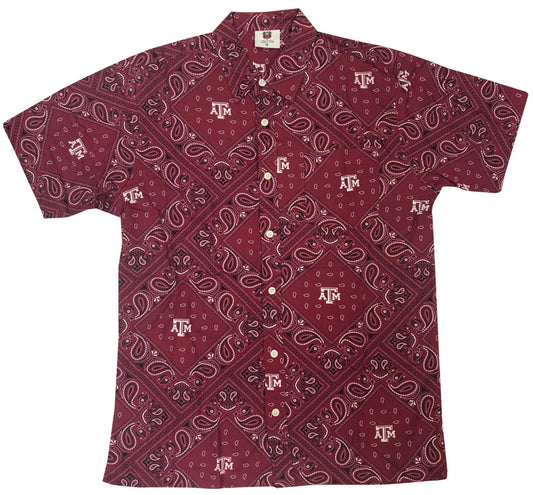 Texas A&M Aggies Wes and Willy Mens College Paisley Button Up Shirt