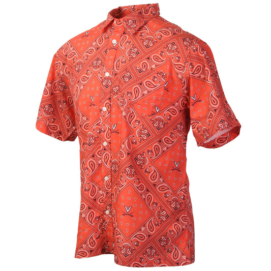Virginia Cavaliers Wes and Willy Mens College Paisley Button Up Shirt