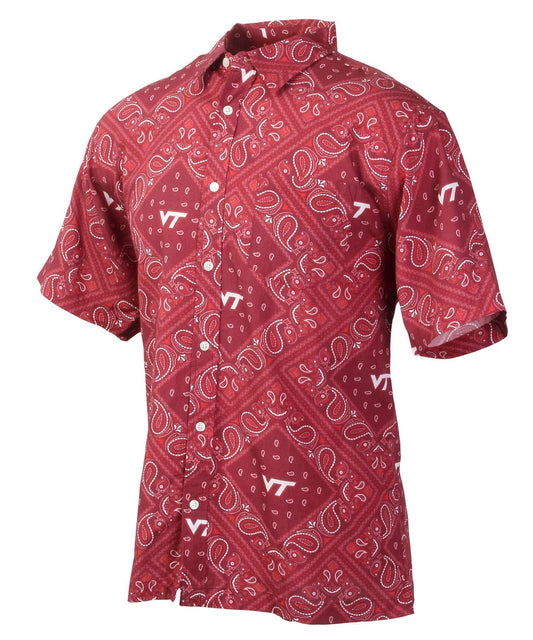 Virginia Tech Hokies Wes and Willy Mens College Paisley Button Up Shirt