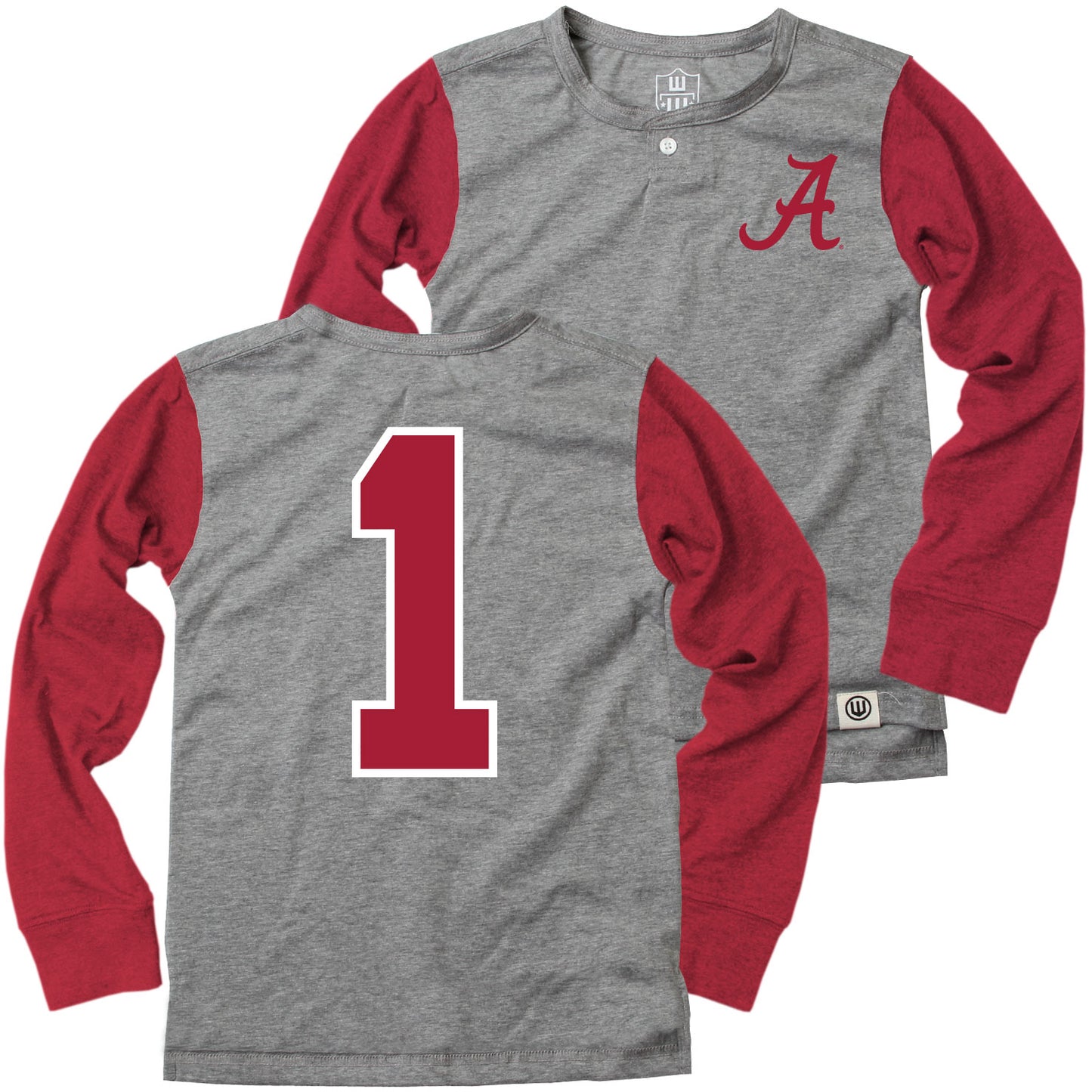 Alabama Crimson Tide Wes and Willy Boys Long Sleeve Henley Shirt