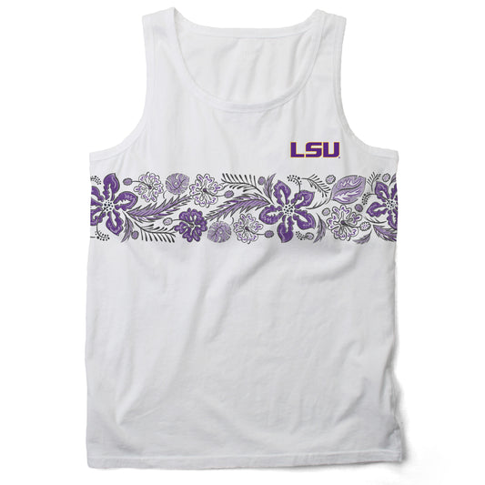 LSU Tigers Wes and Willy Mens Floral Tank Top