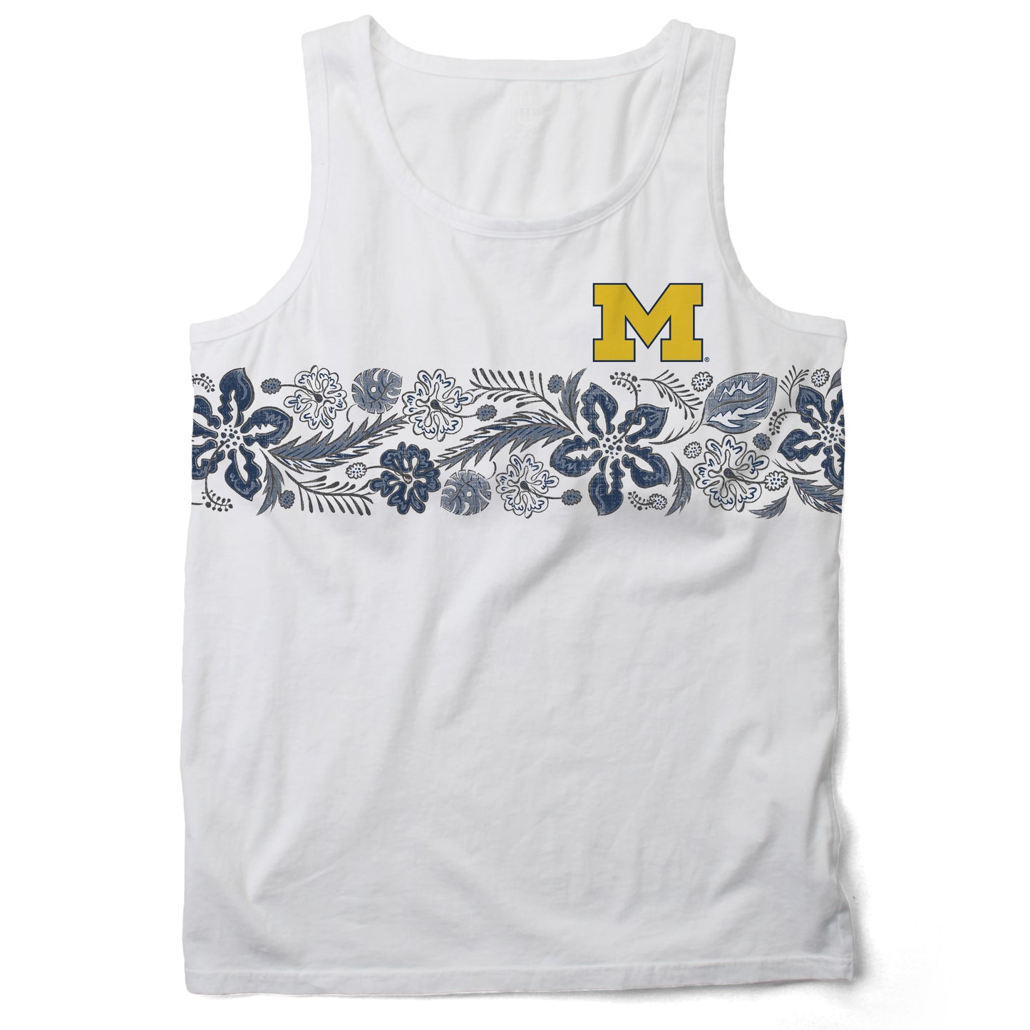 Michigan Wolverines Wes and Willy Mens Floral Tank Top
