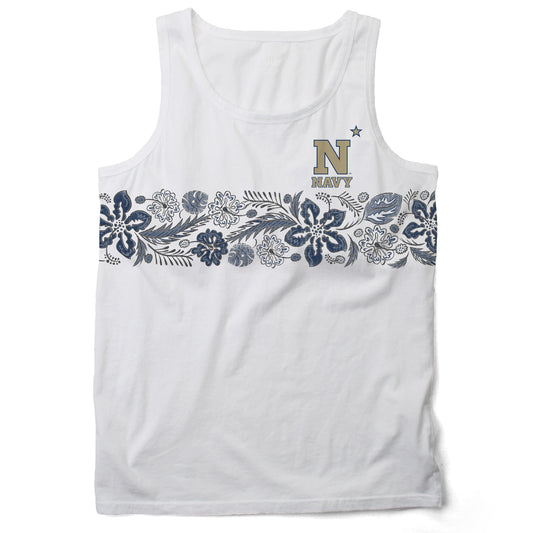 Navy Midshipmen Wes and Willy Mens Floral Tank Top