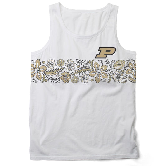 Purdue Boilermakers Wes and Willy Mens Floral Tank Top