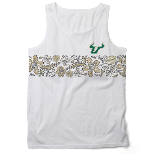 South Florida Bulls Wes and Willy Mens Floral Tank Top