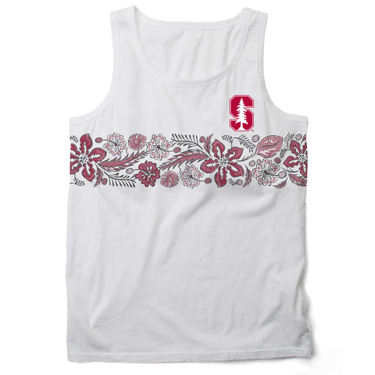 Stanford Cardinal Wes and Willy Mens Floral Tank Top