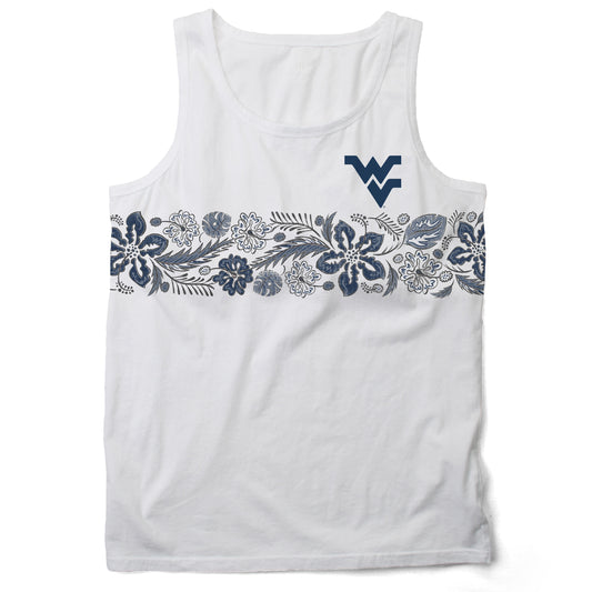 West Virginia Mountaineers Wes and Willy Mens Floral Tank Top