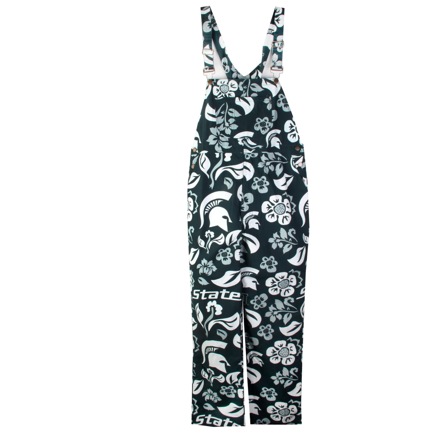 Michigan State Spartans Wes and Willy Mens College Floral Lightweight Fashion Overalls