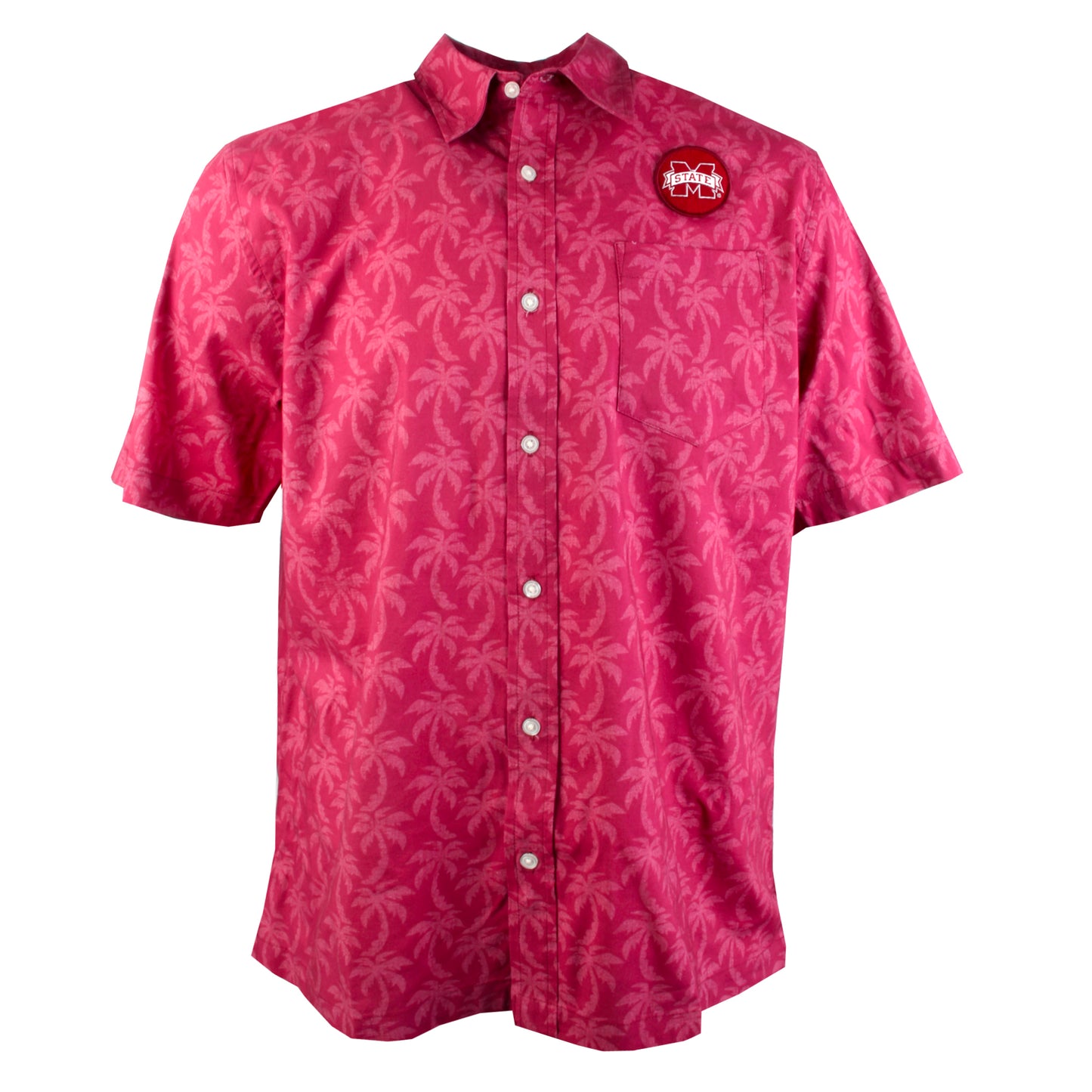 Mississippi State Bulldogs Wes and Willy Mens Palm Tree Button Up Hawaiian Shirt