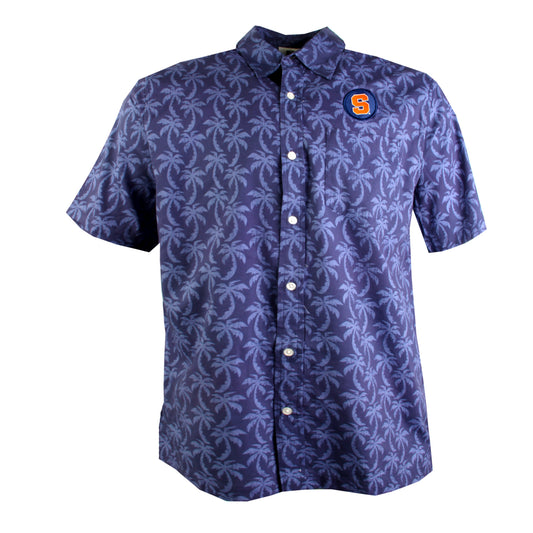 Syracuse Orange Wes and Willy Mens Palm Tree Button Up Hawaiian Shirt