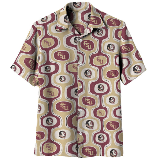 Florida State Seminoles Wes and Willy Mens College Cabana Boy Retro Button Down Hawaiian Short Sleeve Shirt