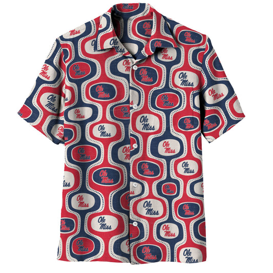 Ole Miss Rebels Wes and Willy Mens College Cabana Boy Retro Button Down Hawaiian Short Sleeve Shirt