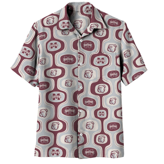 Mississippi State Bulldogs Wes and Willy Mens College Cabana Boy Retro Button Down Hawaiian Short Sleeve Shirt