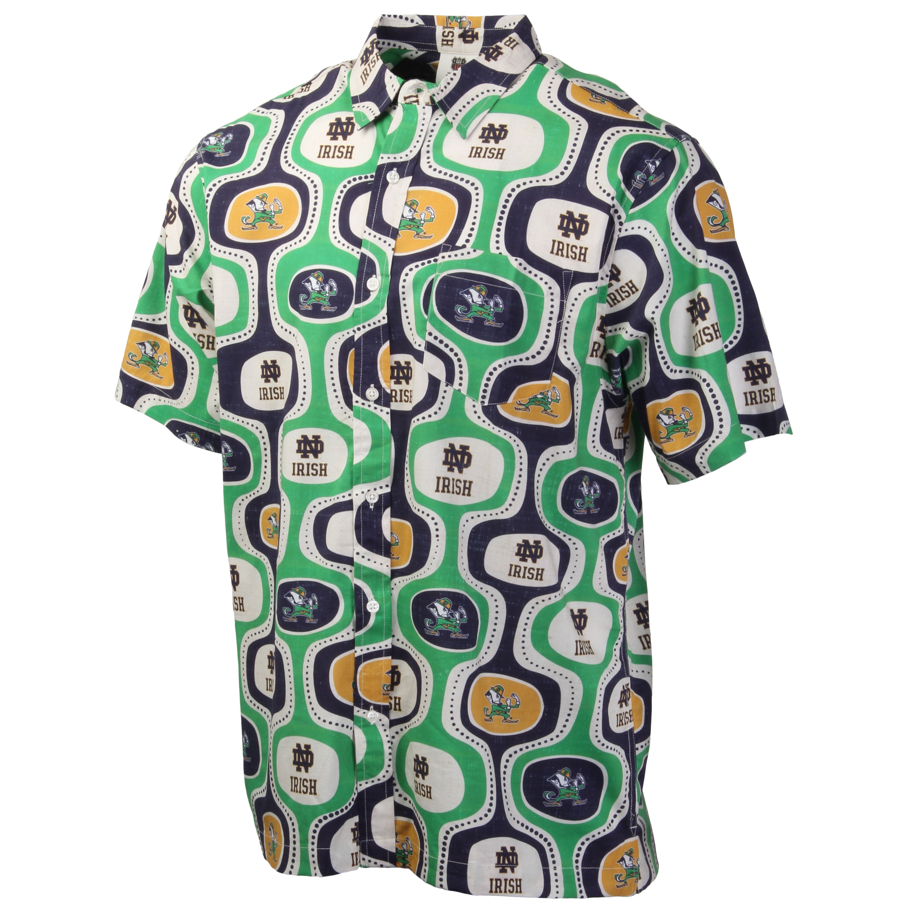 Wes And Willy Men's College Retro Cabana Boy Button Up Hawaiian Shirt – Football Style
