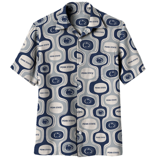 Penn State Nittany Lions Wes and Willy Mens College Cabana Boy Retro Button Down Hawaiian Short Sleeve Shirt