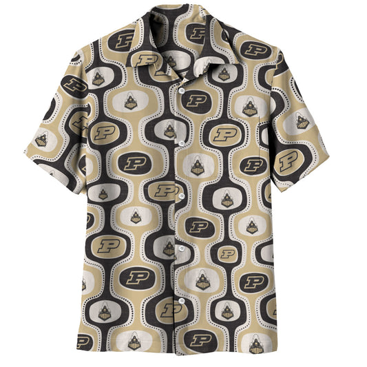Purdue Boilermakers Wes and Willy Mens College Cabana Boy Retro Button Down Hawaiian Short Sleeve Shirt