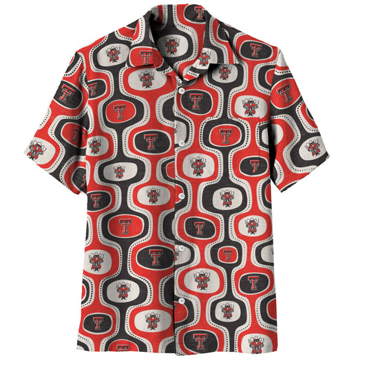 Texas Tech Red Raiders Wes and Willy Mens College Cabana Boy Retro Button Down Hawaiian Short Sleeve Shirt