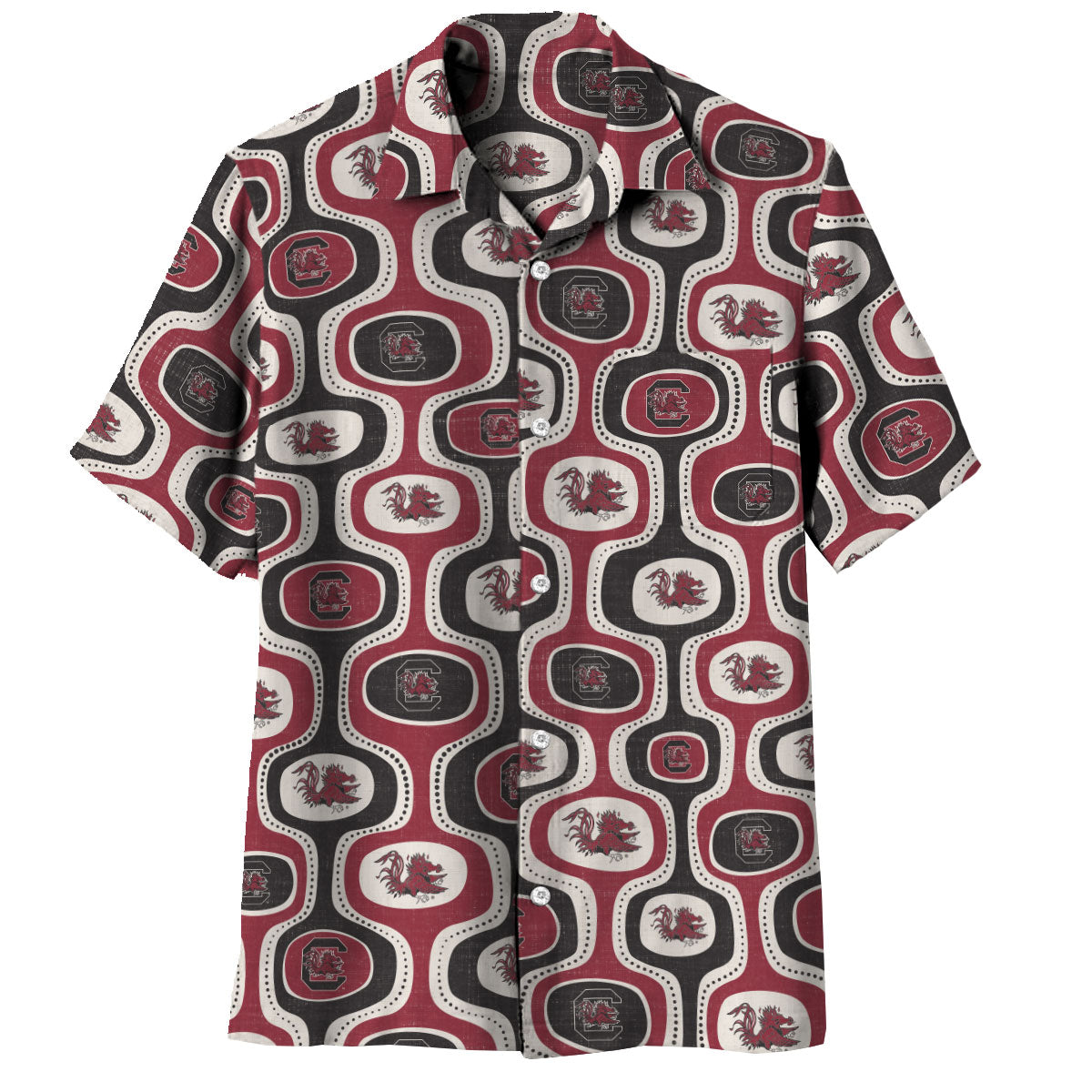 South Carolina Gamecocks Wes and Willy Mens College Cabana Boy Retro Button Down Hawaiian Short Sleeve Shirt
