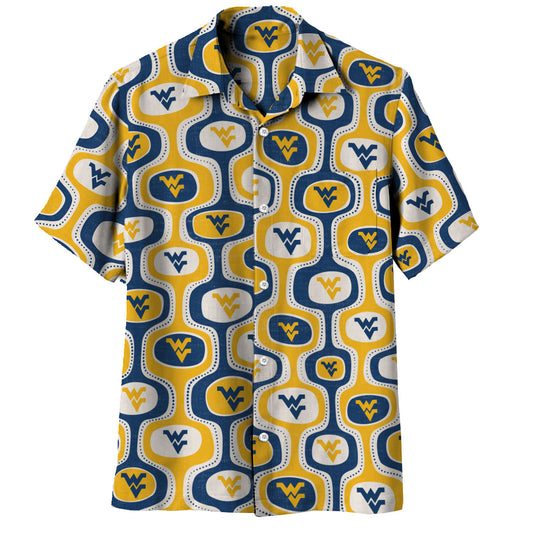 West Virginia Mountaineers Wes and Willy Mens College Cabana Boy Retro Button Down Hawaiian Short Sleeve Shirt