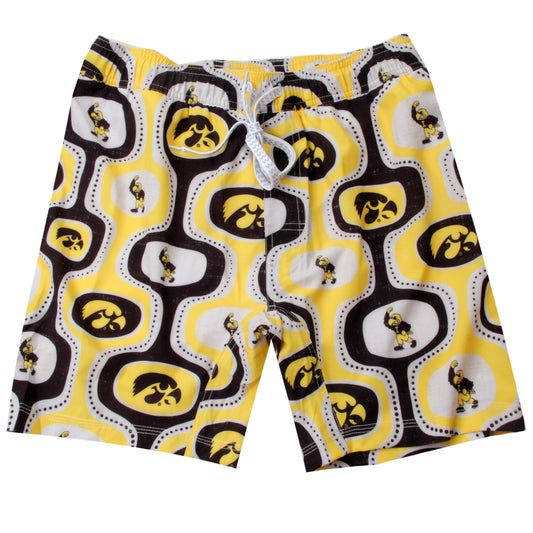 Iowa Hawkeyes Wes and Willy Mens College Cabana Boy Retro Tech Swim Trunk
