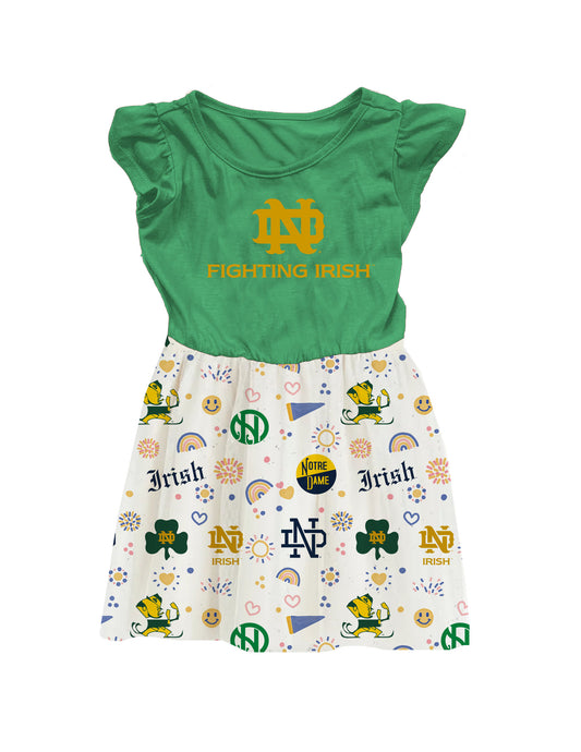 Notre Dame Fighting Irish Wes and Willy Baby and Little Girls Princess Vault Dress