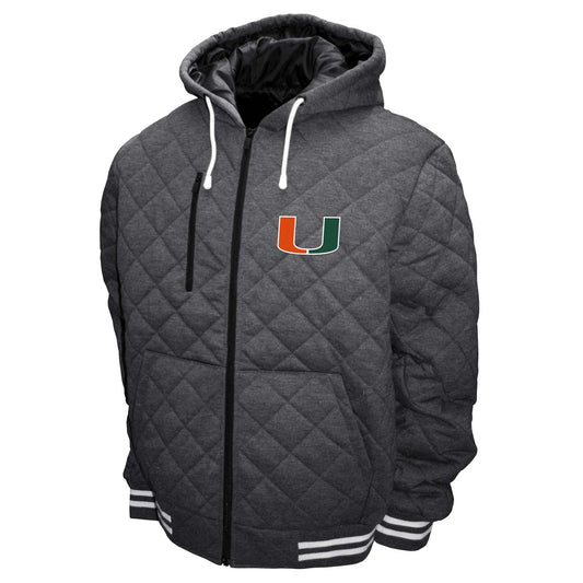 Miami Hurricanes Franchise Club Mens Diamond Quilted Full Zip Jacket