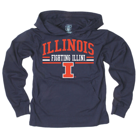 Illinois Fighting Illini Wes and Willy Youth Boys Long Sleeve Hooded T-Shirt