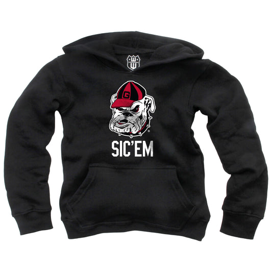 Georgia Bulldogs Wes and Willy Youth Boys Team Slogan Pullover Hoodie - Black