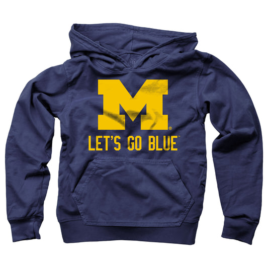 Michigan Wolverines Wes and Willy Youth Boys Team Slogan Pullover Hoodie - Blue