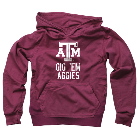 Texas A&M Aggies Wes and Willy Kids Team Slogan Pullover Hoodie