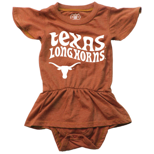 Texas Longhorns Wes and Willy Baby Girls College Team One Piece Hopper Skirt