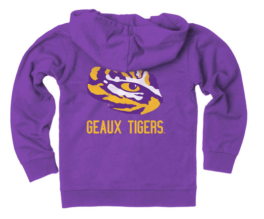 LSU Tigers Wes and Willy Boys Zip Up Fleece Hooded Jacket