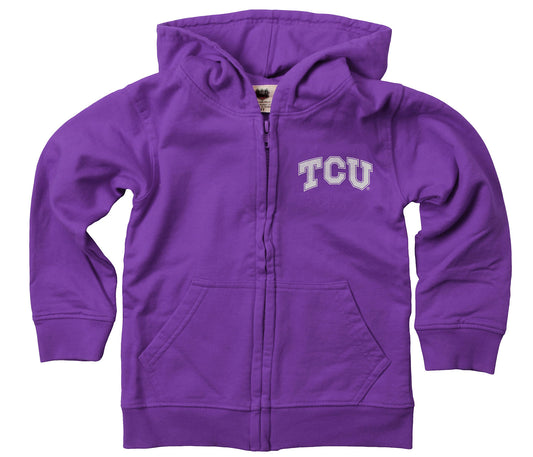 TCU Horned Frogs Wes and Willy Boys Zip Up Fleece Hooded Jacket
