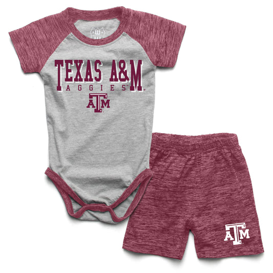Texas A&M Aggies Wes and Willy Baby College Team Hopper and Short Set