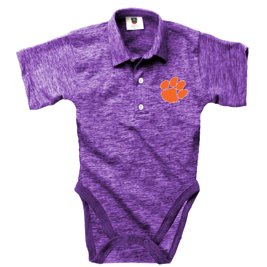 Clemson Tigers Wes and Willy Infant College Cloudy Yarn One Piece Polo Bodysuit