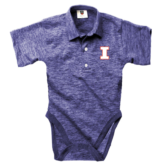 Illinois Fighting Illini Wes and Willy Infant College Cloudy Yarn One Piece Polo Bodysuit