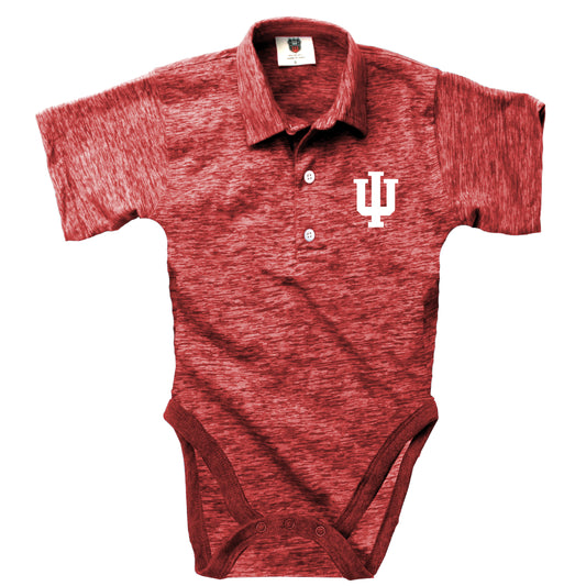 Indiana Hoosiers Wes and Willy Infant College Cloudy Yarn One Piece Polo Bodysuit