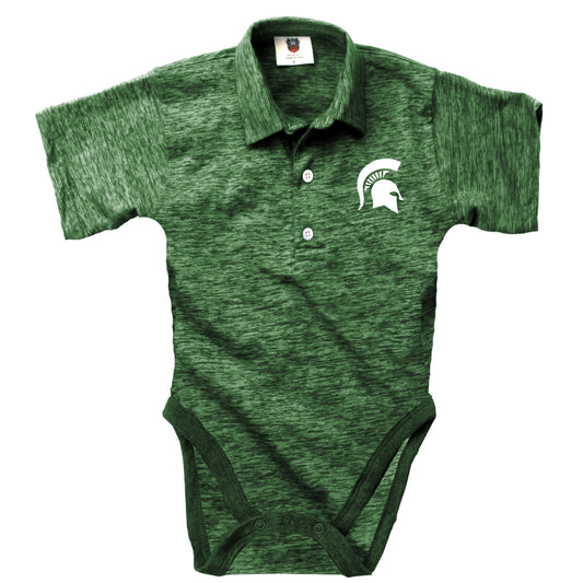 Michigan State Spartans Wes and Willy Infant College Cloudy Yarn One Piece Polo Bodysuit