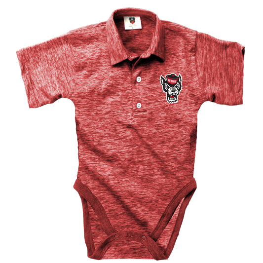 North Carolina State Wolfpack Wes and Willy Infant College Cloudy Yarn One Piece Polo Bodysuit