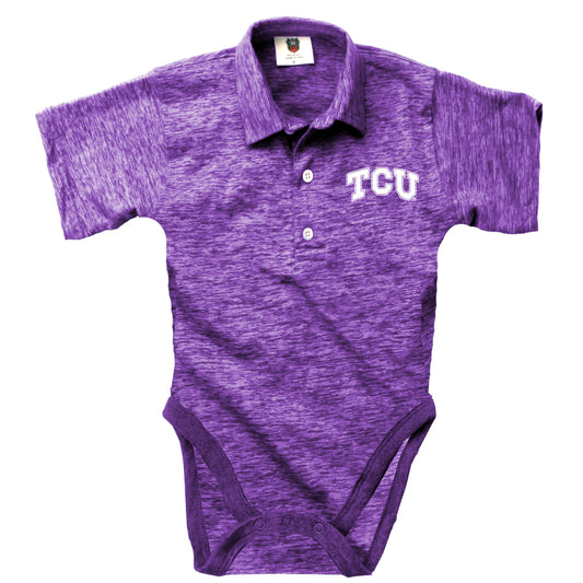 TCU Horned Frogs Wes and Willy Infant College Cloudy Yarn One Piece Polo Bodysuit