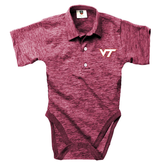 Virginia Tech Hokies Wes and Willy Infant College Cloudy Yarn One Piece Polo Bodysuit