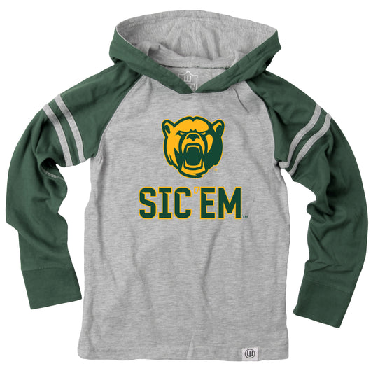 Baylor Bears Wes and Willy Youth Boys Long Sleeve Hooded T-Shirt Striped