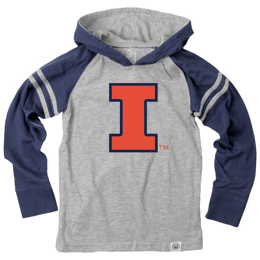 Illinois Fighting Illini Wes and Willy Youth Boys Long Sleeve Hooded T-Shirt Striped