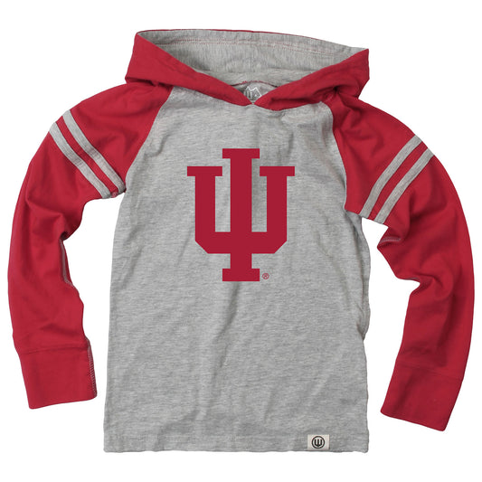 Indiana Hoosiers Wes and Willy Youth Boys Long Sleeve Hooded T-Shirt Striped
