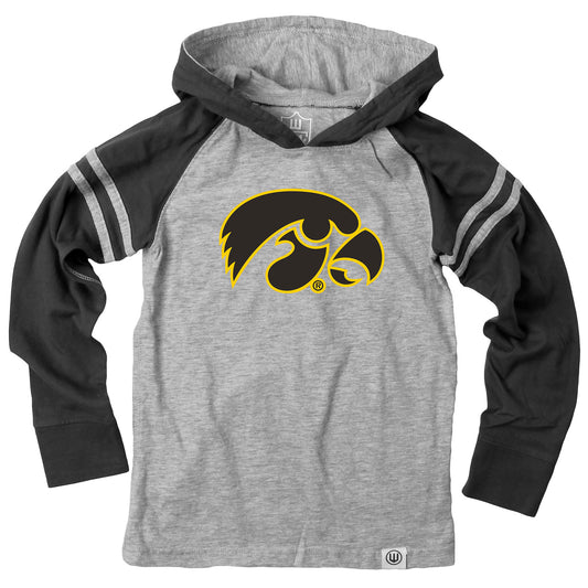 Iowa Hawkeyes Wes and Willy Youth Boys Long Sleeve Hooded T-Shirt Striped