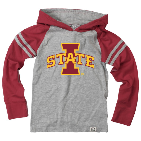 Iowa State Cyclones Wes and Willy Youth Boys Long Sleeve Hooded T-Shirt Striped