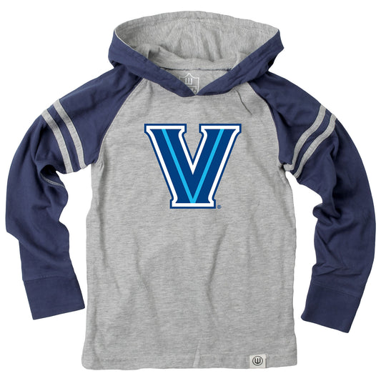 Villanova Wildcats Wes and Willy Youth Boys Long Sleeve Hooded T-Shirt Striped