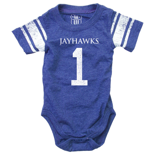 Kansas Jayhawks Wes and Willy Baby College One Piece Jersey Bodysuit